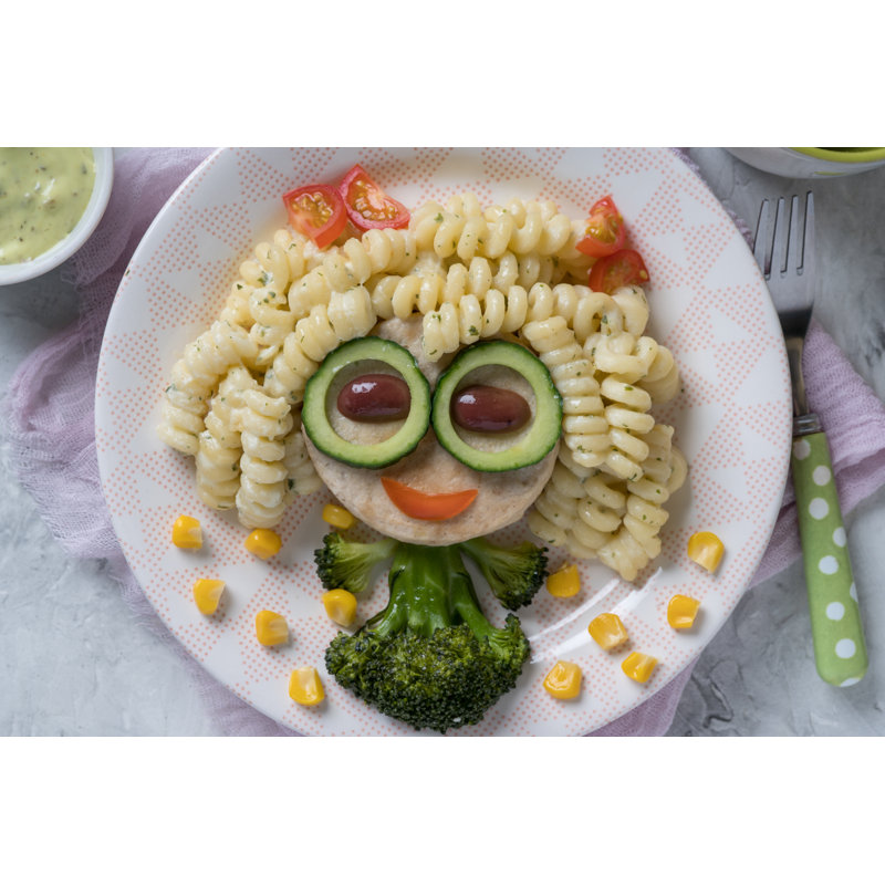 Funny Girl Food Face With Cutlet, Pasta And Vegetables - Wrapped Canvas Print, 30cm H x 46cm W x 3.8cm D