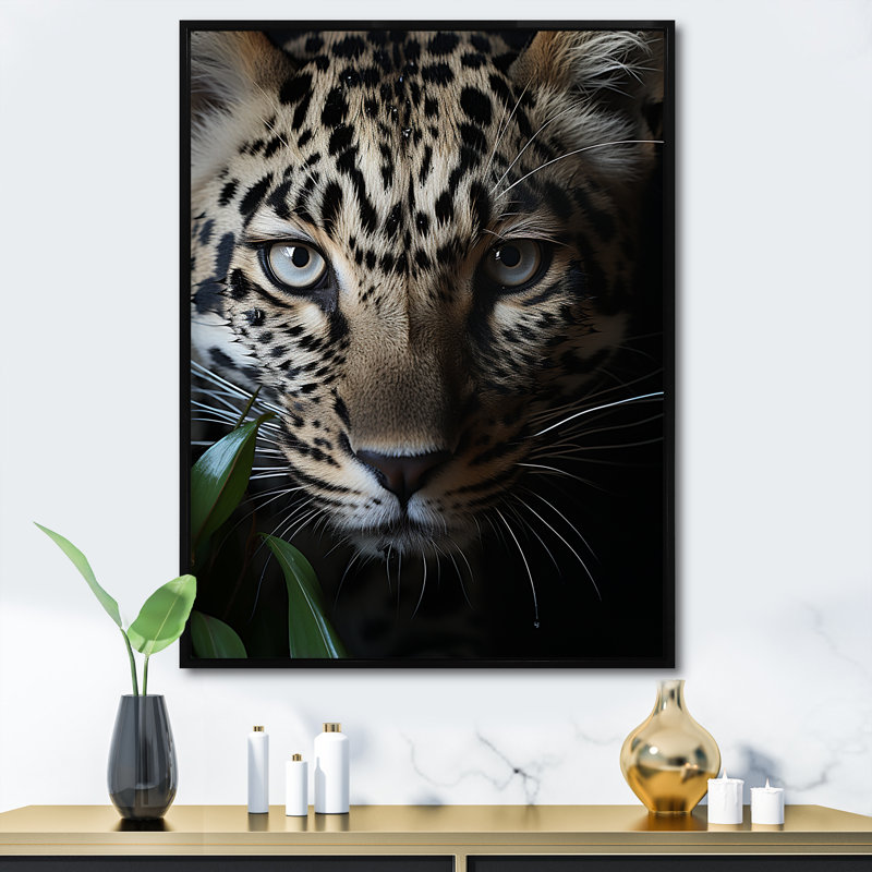 Impression monochrome sur toile, Mon monochrome Intrigue Leopard, H 44 po x l 34 po x P 1,5 po, Cadre flottant noir