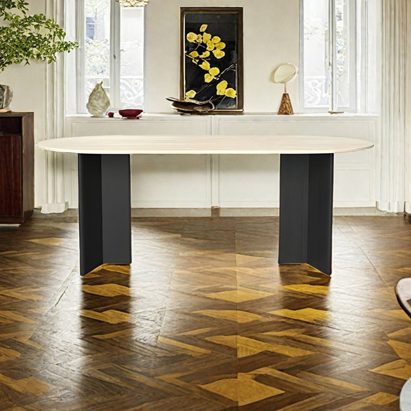 Table de salle à manger Vintage, Noir, noir, noir, noir, H 29,52 po x L 86,61 po x l 39,37 po
