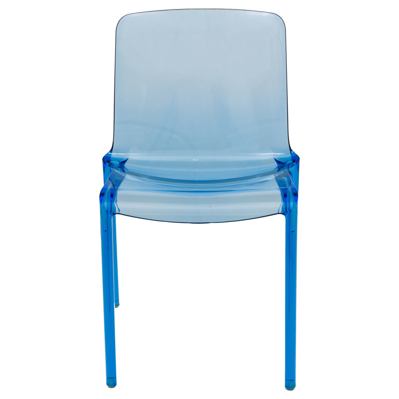 Lade Transparent Plastic Stackable Dining Chair with Waterfall Edge Seat – Lightweight Versatile Accent & Kitchen Side Chair, No Assembly Required