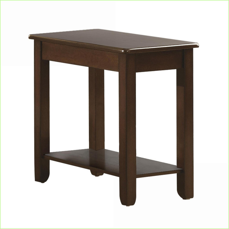 Table basse contemporaine en placage de cerisier foncé avec tablette - Décoration de salon compacte et élégante