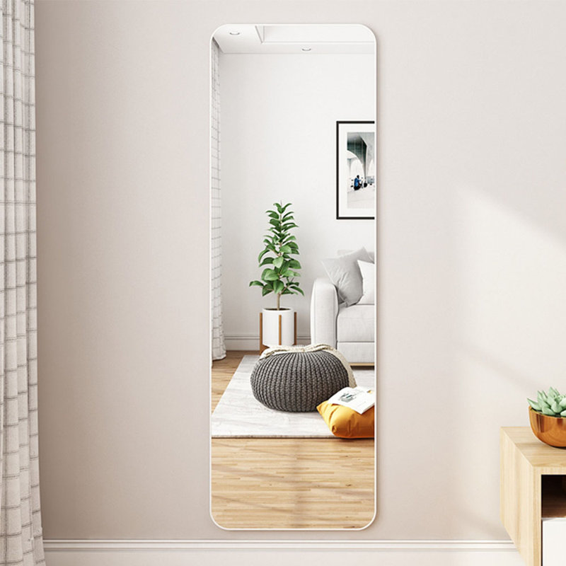 Maely Aluminum Rectangle Mirror, 147" x 37", White