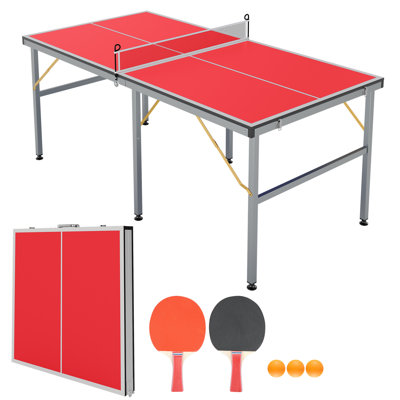 Jeu de tables de tennis de table intérieur / extérieur 6 x 3 pi avec filet pour adultes / adolescents, 2 raquettes de tennis et 3 balles