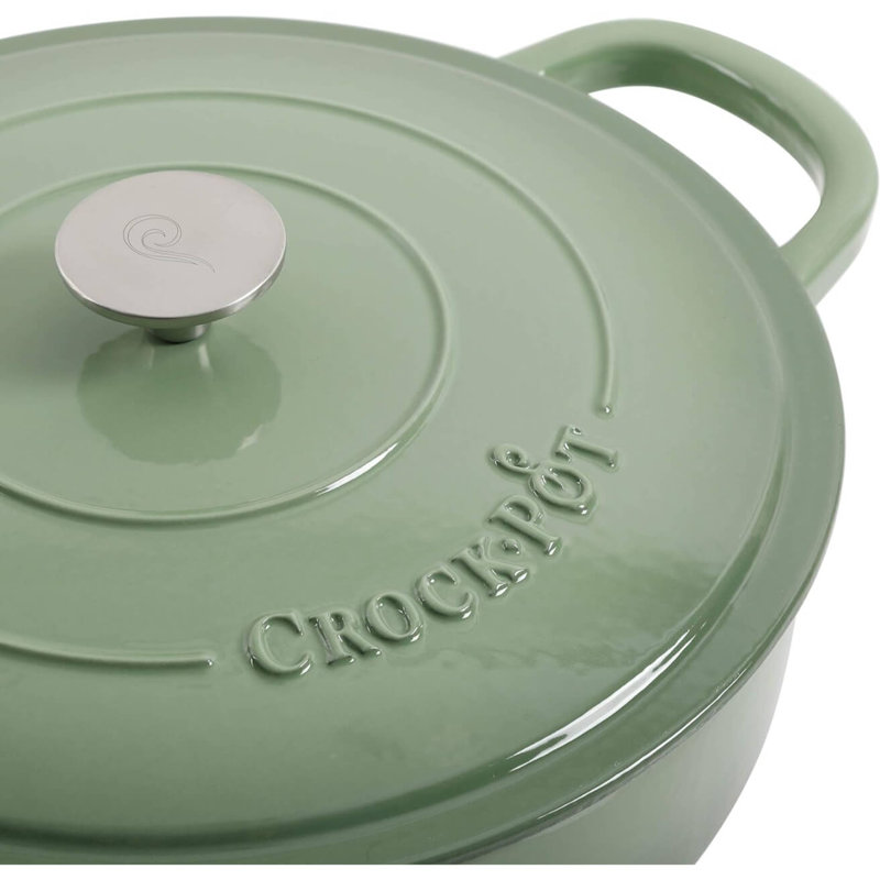 Plat à braiser en fonte émaillé avec couvercle Crock-Pot Artisan 5 pte, rond, Vert pistache