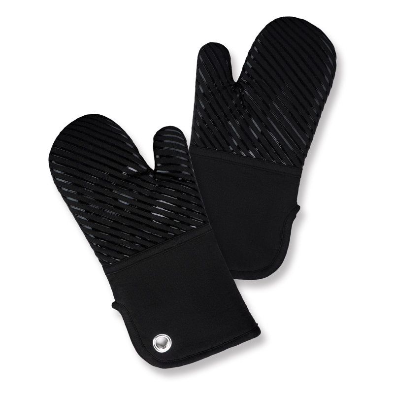 FabStyles Cotton Oven Mitt Set, Black