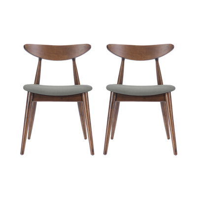Ensemble de 2 chaises d'appoint, pieds ronds en bois d'hévéa, brun gris