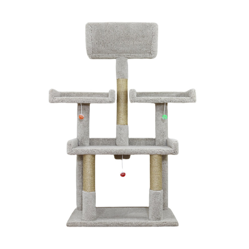 Extra Large Beige Sisal and Carpet Cat Tree with Perches