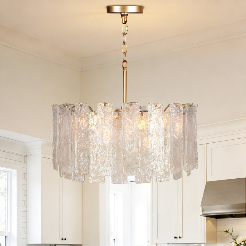 Lustre tambour en verre à 8 lumières à intensité variable