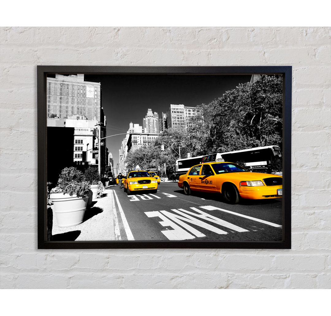 New York Yellow Taxi Drive - Einzelbildrahmen Kunstdrucke auf Leinwand