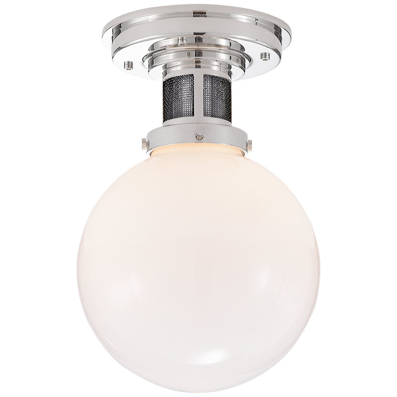 Ralph Lauren McCarren 1 Light Flush Mount, Polished Nickel, 11.75"H x 8"W x 8"D