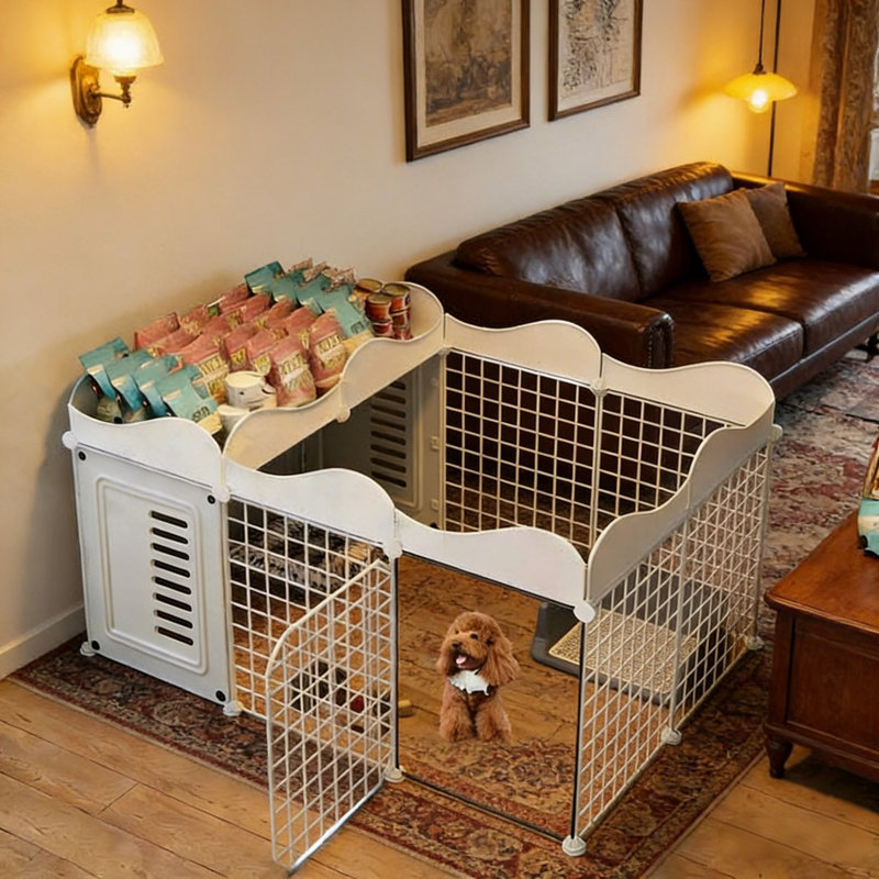 Multi Pet Playpen - Foldable DIY Metal Cat Cage Dog Cages, 22.44" H x 43.7" W x 29.53" D