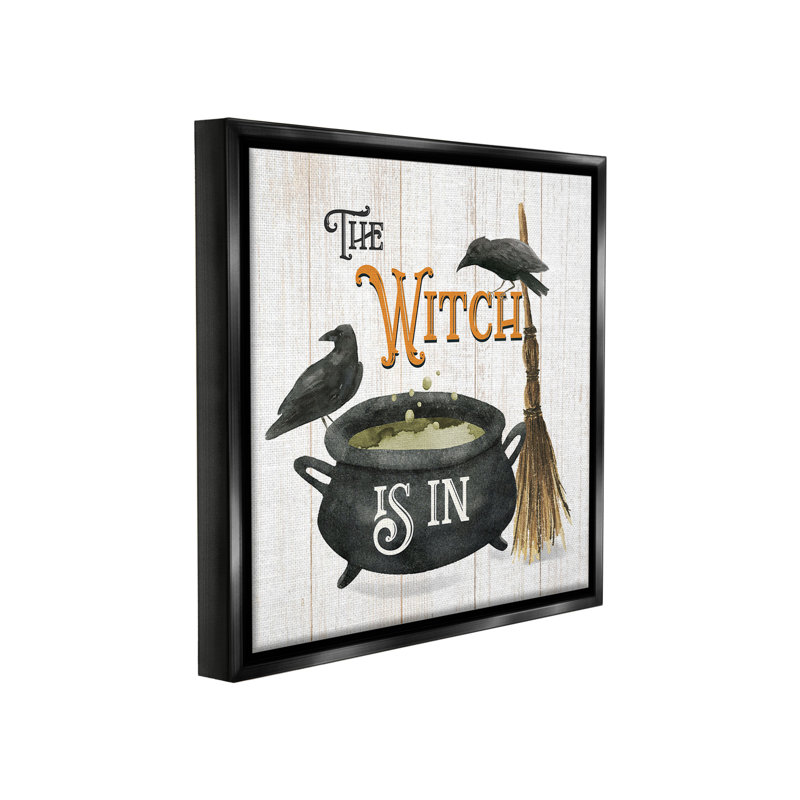 «Witch Cauldron And Crows» par Deane Beesley sur toile, H 25 po x l 25 po, Cadre flottant noir de jais
