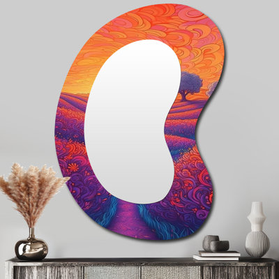Rétro oiseaux rétro I - Mid-Century, Art moderne en métal - Miroir mural asymétrique