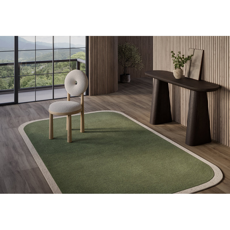 Tapis vert / beige en laine touffeté à la main Hermione, Rectangle 8 pi x 10 pi