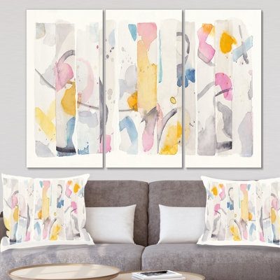 " Multi-Color Geometric Bars II " 3 - Pieces Painting Print