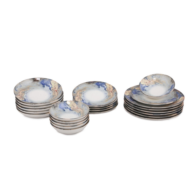 Stutes Piece Porcelain China Dinnerware Set - Service for 6