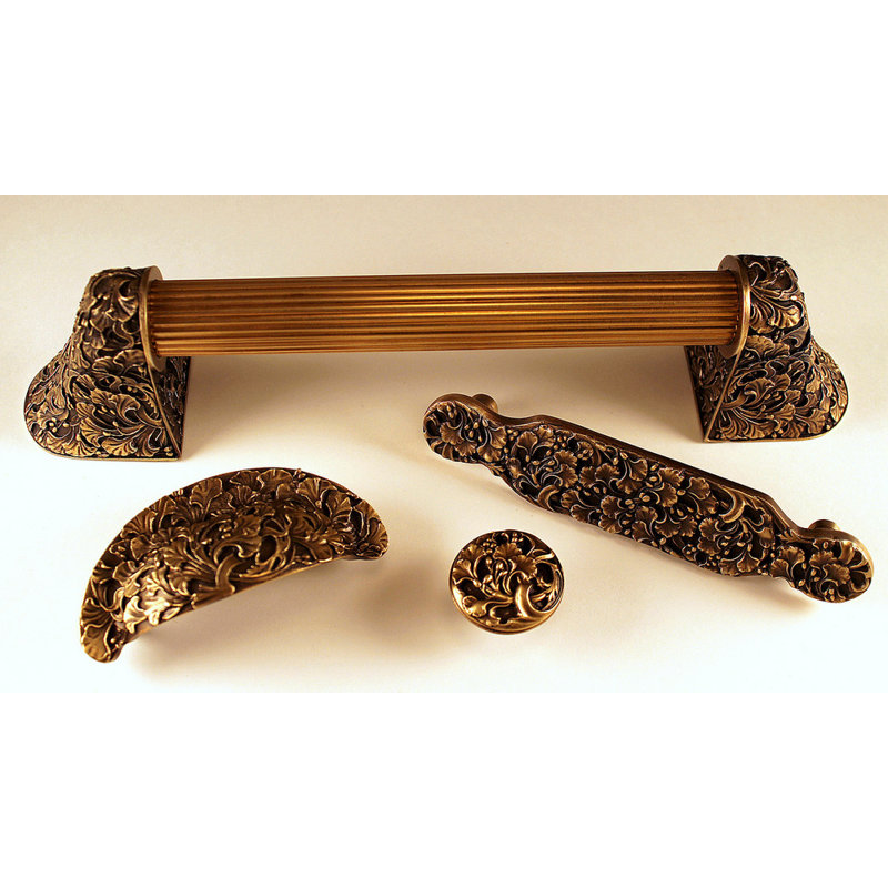 Florid Leaves Bar / Handle Pull, Antique Brass