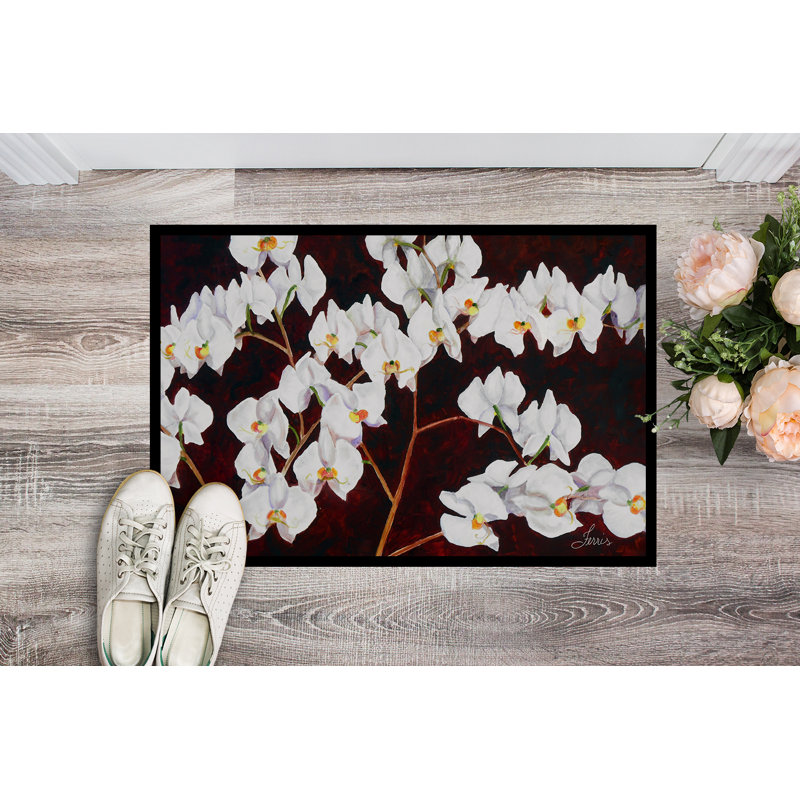 Non-Slip Doormat, 24" W x 36" L, Orchids 