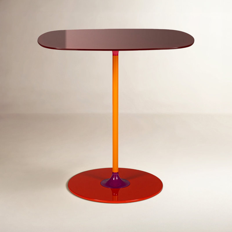 Thierry Glass End Table, Burgundy, 19.66" H x 19.66" W x 13" D
