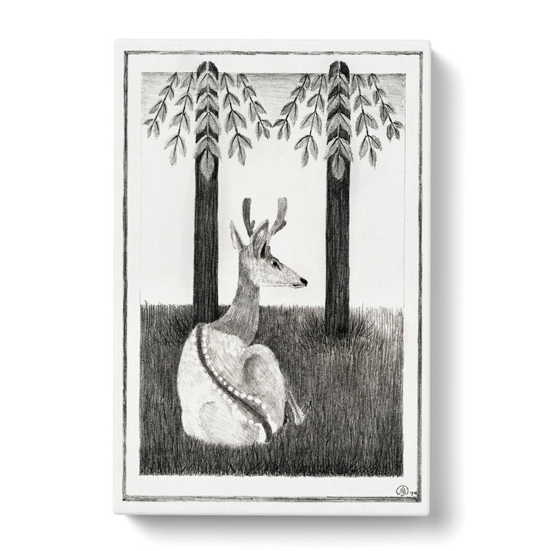 Resting Deer by Samuel De Mesquita - Wrapped Canvas, 50cm H x 35cm W x 3cm D