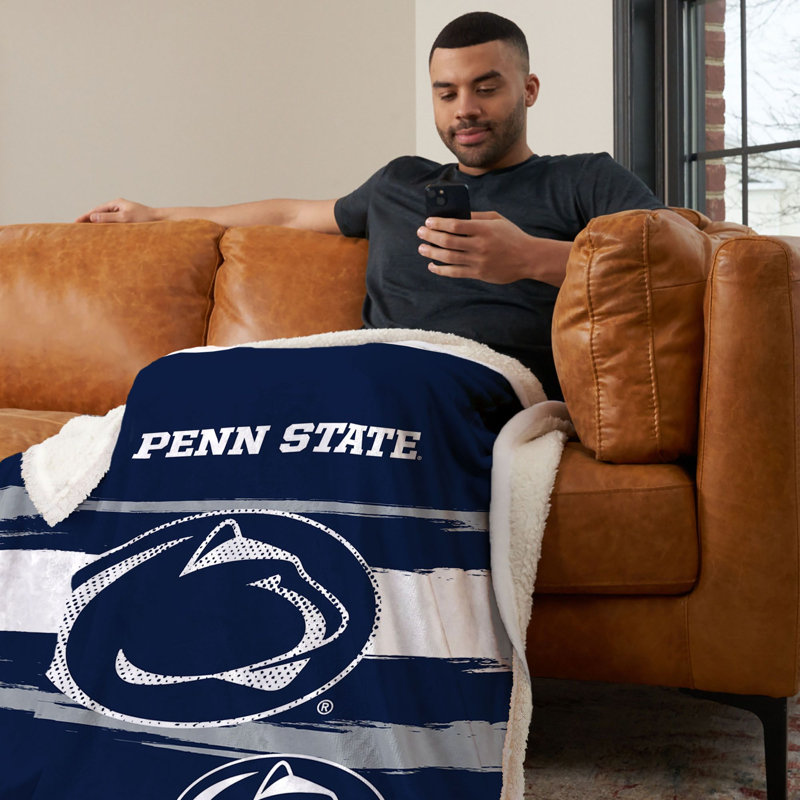 Plaid et couvertures sous licence officielle NCAA Penn State Nittany Lions - 127 cm x 152 cm avec revers en fausse fourrure de mouton