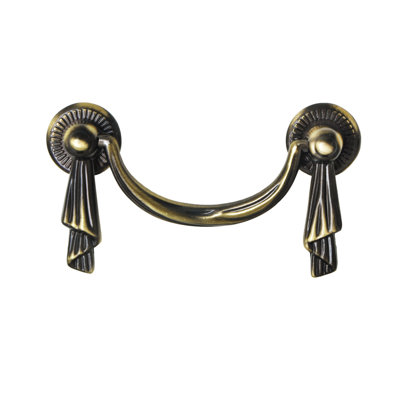 Utopia Alley Lauren Pull Handle - Decorative Cabinet Drop Pull Handles For Cabinets And Drawers - Vintage Cabinet Hardware With Hand Finished Antique Brass - Metal Drawer Pull Handle, 2.5" Center To Center (Set Of 5)