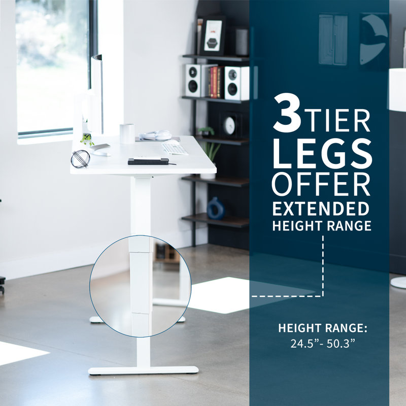 Elevate Dual Motor Electric Adjustable Height Desk, White Steel Frame