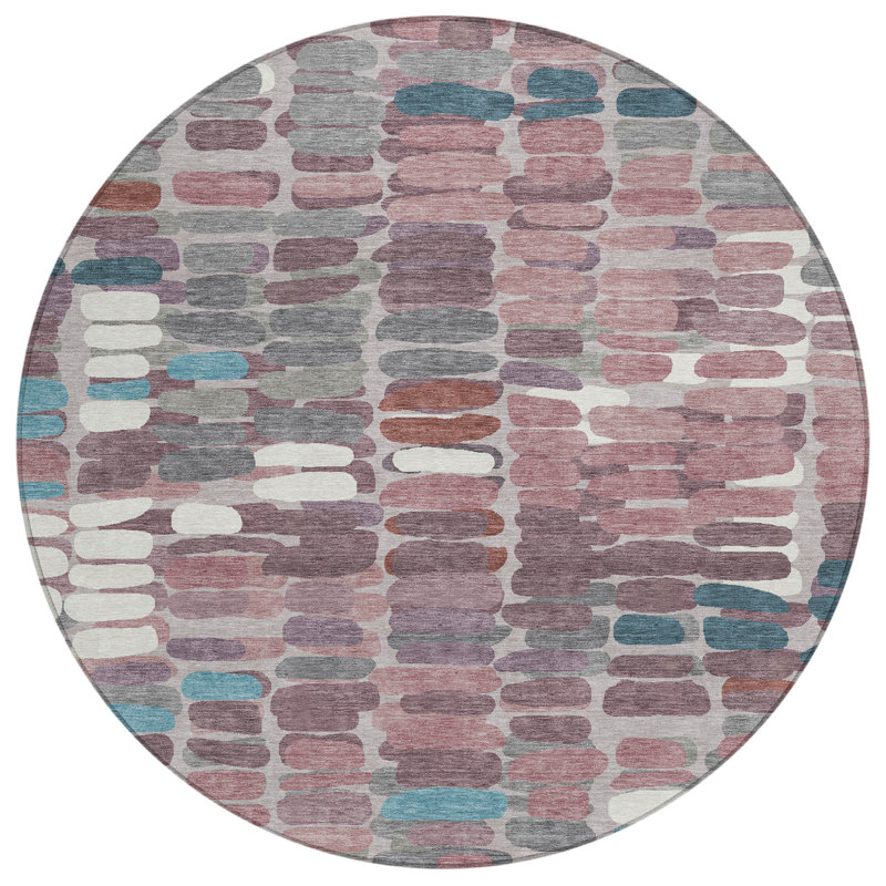 Machine Washable Indoor/Outdoor Molewski ACN2349 Abstract Rug, Round 8'