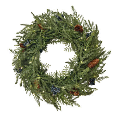 Battery Operated Norfolk Pine Wreath LED Fairy Lights
