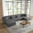 Seemab 6 - Piece Upholstered Gray Corduroy Modular Sectional with Pillow Back and Removable Ottoman-1357576015-1348314275