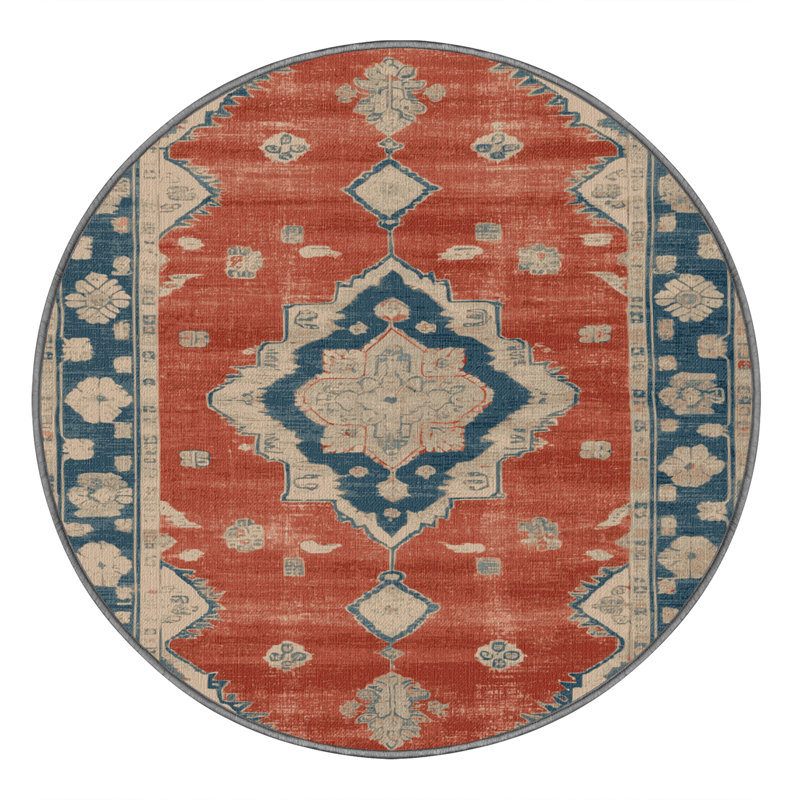 Tapis gris lavable à la machine, Rond 7 pi