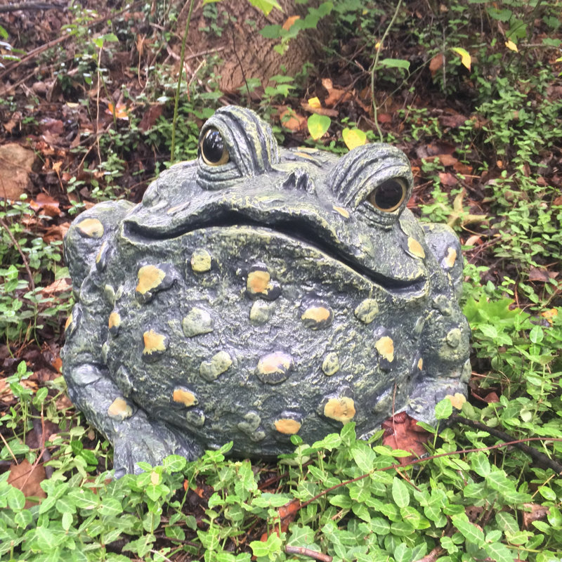 Large Dark Natural Resin Toad Garden Statue