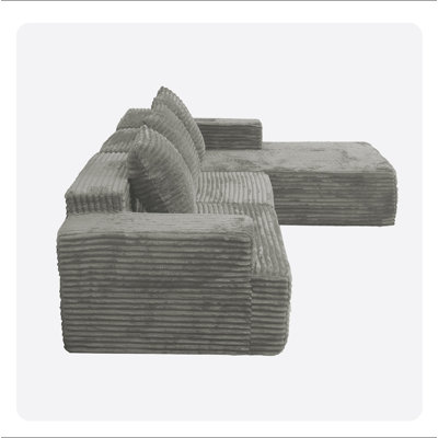 Compression Sectional Couch with Comfy Chaise, Boneless L Shape Sofa with Deep Seat, Minimalist Modular Couches Sleeper for Living Room Bedroom Apartm