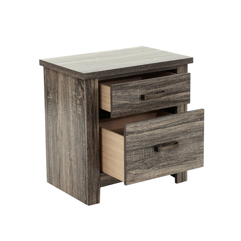 Bedroom 2 Nightstand In Brown - & Stable Structure 2 Drawers For Steady