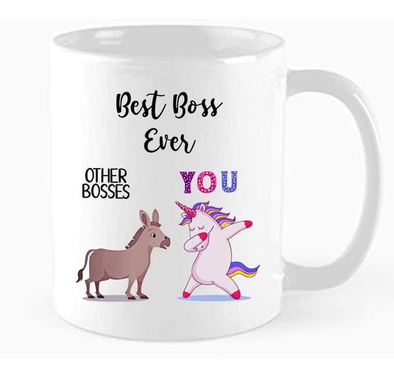 Tasse à café amusante TAMDG GIFET, tasse à licorne «Best Boss Ever», cadeau pour le patron, cadeau «Best Boss Ever», cadeau amusant pour le boss, tasse à café humoristique, cadeau de sarcastique, tasse de fantaisie de 11 oz, blanc