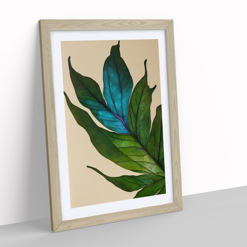 Gracious Leaf - Single Picture Frame Painting, 34cm H x 25cm W x 2cm D, Oak