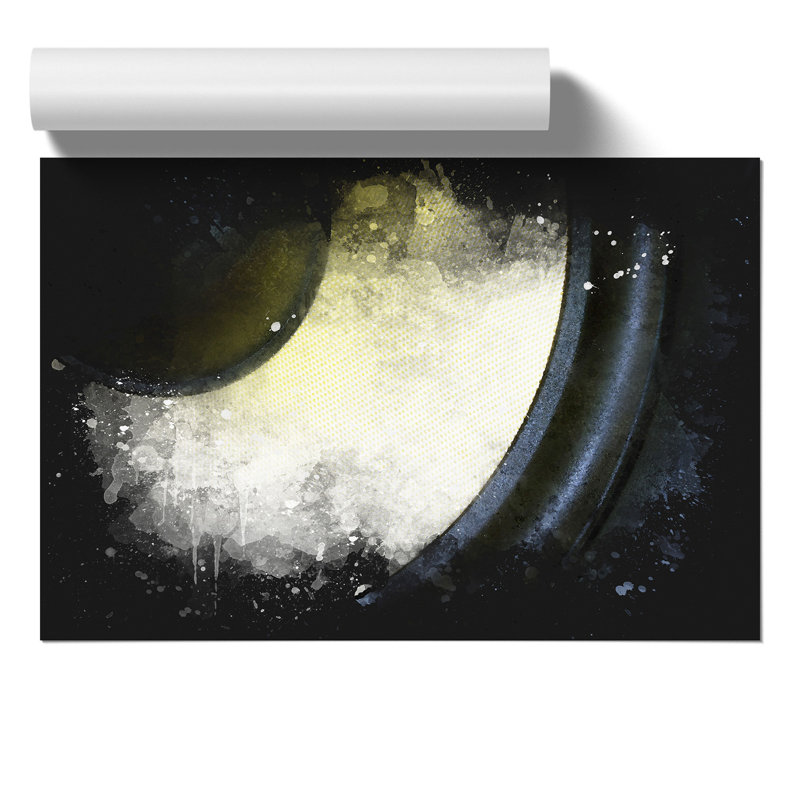 Yellow Speaker Paint Splash - Frameless Print, 59cm H x 84cm W x 0.1cm D