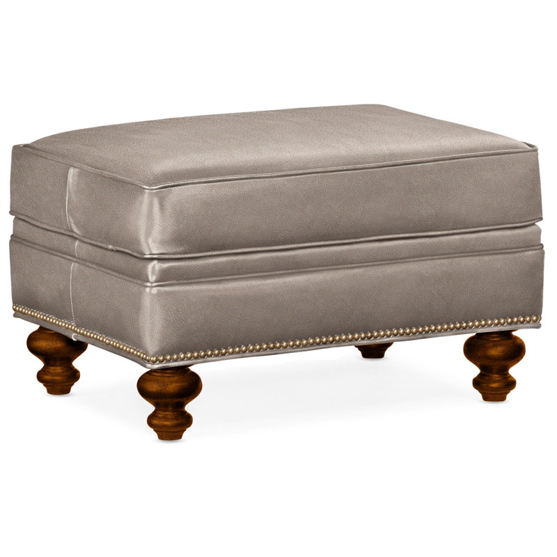 Repose-pieds rectangulaire en cuir véritable 26 "West, Cuir véritable vert forêt d'Anilina, Nouveaux classiques, Naturel