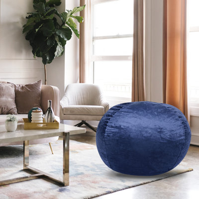 Chaise en velours bleu marine de 5 pi. Chaise de plancher pour tous les âges. Housse en tissu extensible lavable. Confortable chambre à coucher remplie de mousse déchiquetée et de mousse à mémoire de forme. L'assurance. Fabrication. Fabriqué aux États-Unis à tout âge. Housse