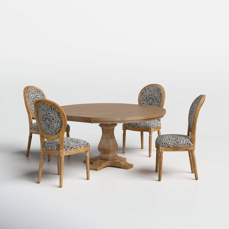 Callington 4-Person Round Wood Pedestal Dining Set
