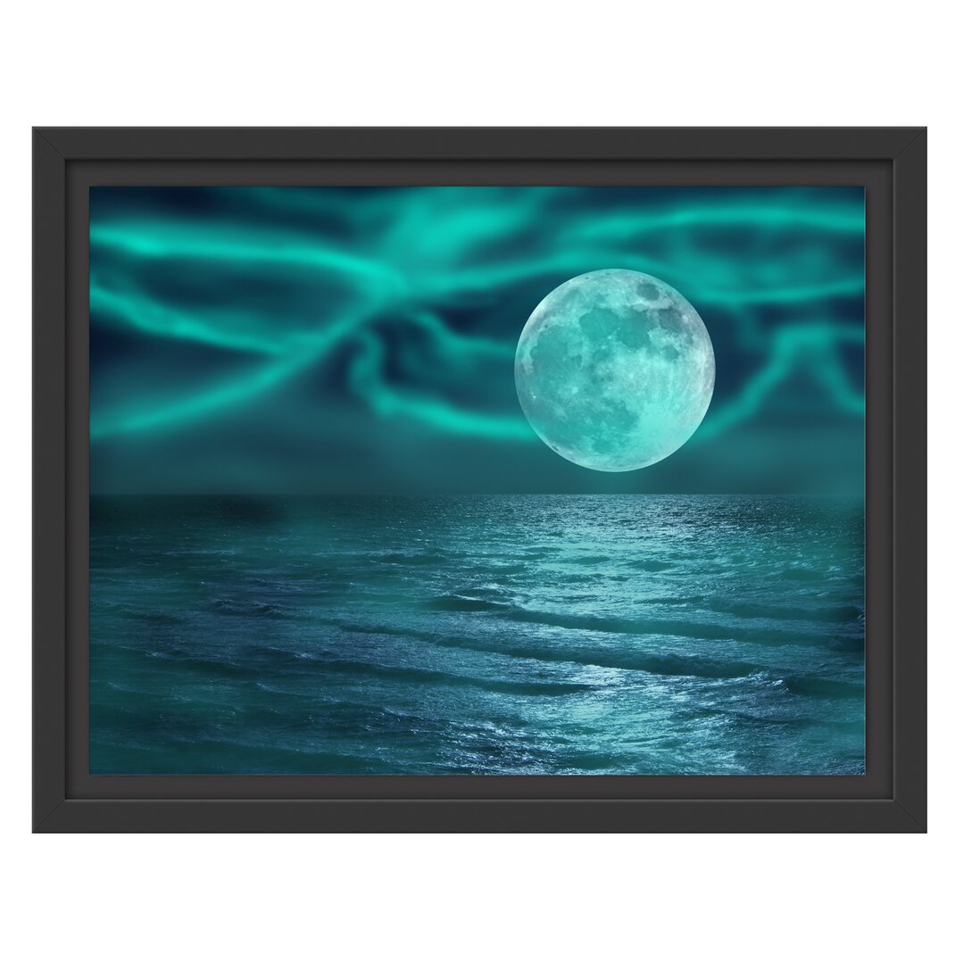 Gerahmtes Wandbild ruhiges Meer mit Vollmond