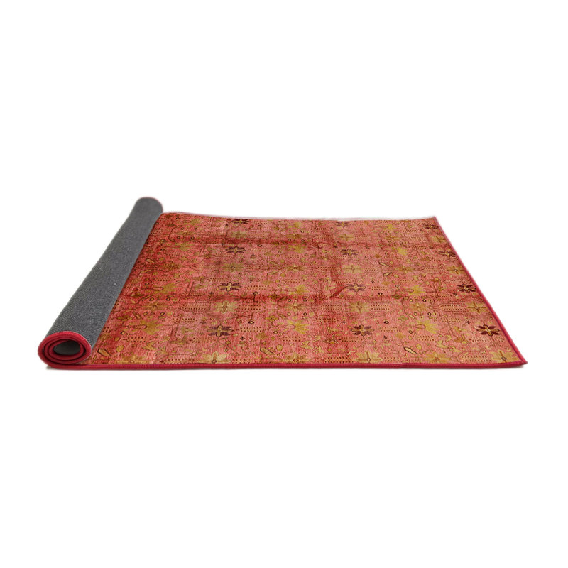 Tapis rouge à motif floral, Rond 3 pi