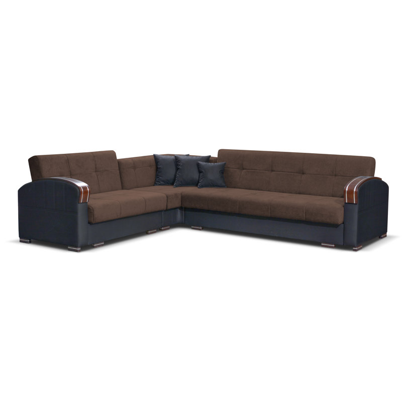 Canapé modulaire faisant face à la droite en microfibre / microsuède de 120 po Samantha, Brun