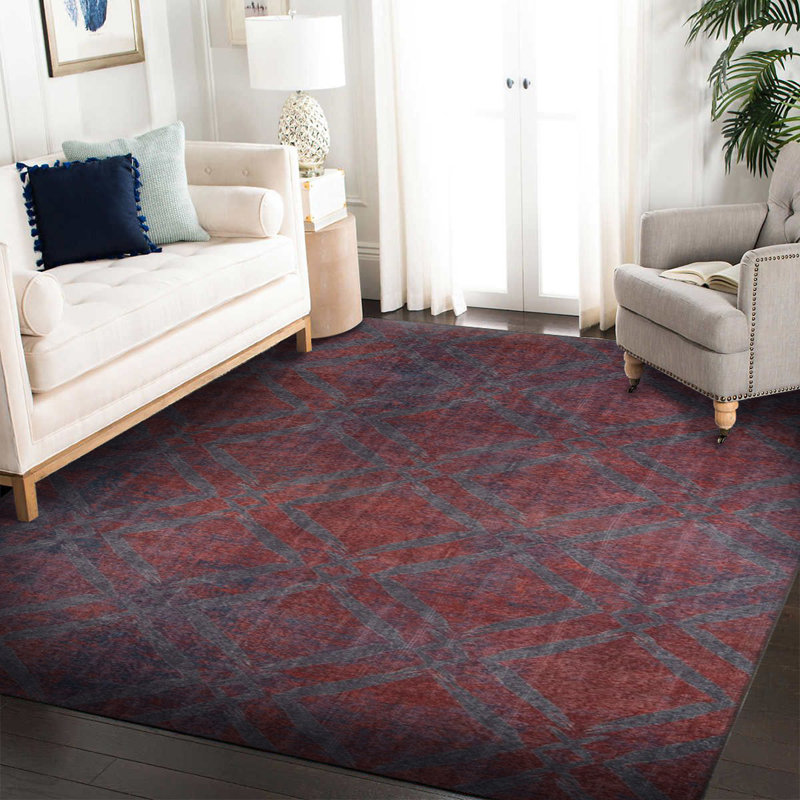 Tapis décoratif bleu marine rétro, Rectangle 3 pi 10 po x 5 pi 3 po