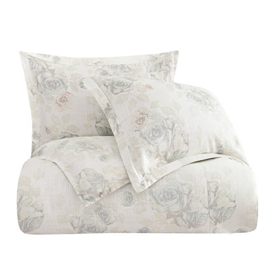 Ensemble d'édredon décontracté classique chic et floral en mélange de lin lavé Rigsby