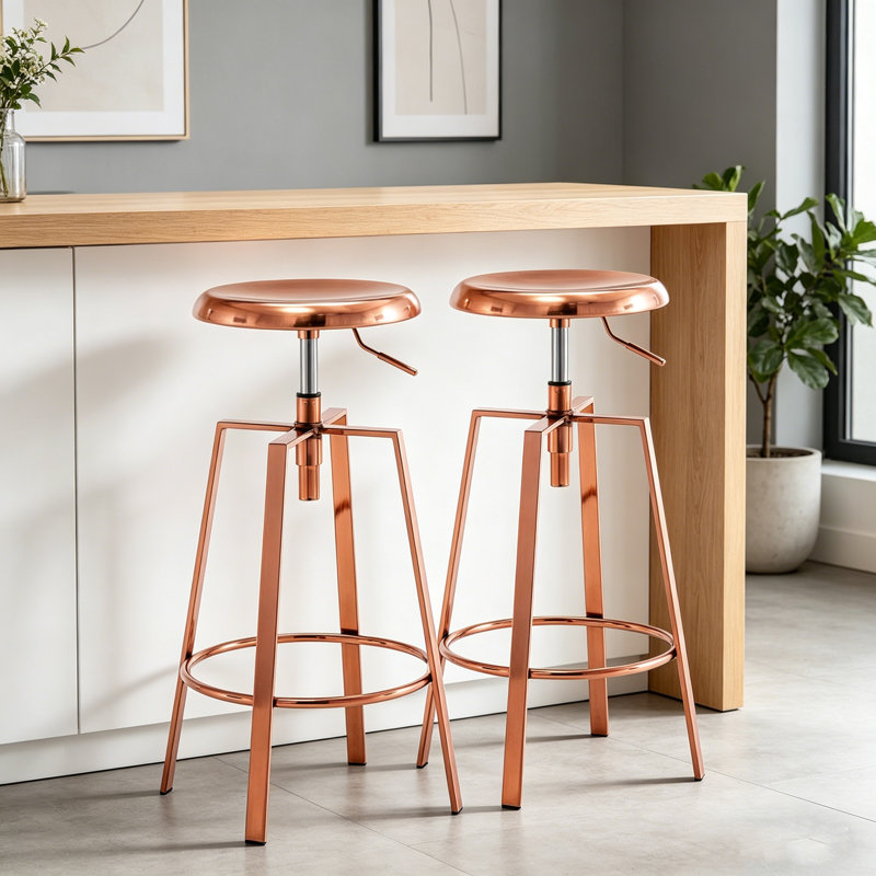 Ensemble de 2 tabourets pivotants avec structure en métal, tabourets de bar à hauteur de comptoir pour îlot de cuisine