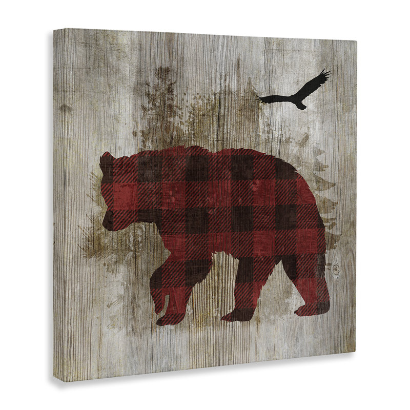 «Buffalo Plaid Bear & Bird», art mural par Susan Arnot, H 17 po x l 17 po
