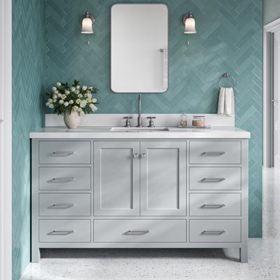 Cambridge 61'' Single Bathroom Vanity with White Quartz Top