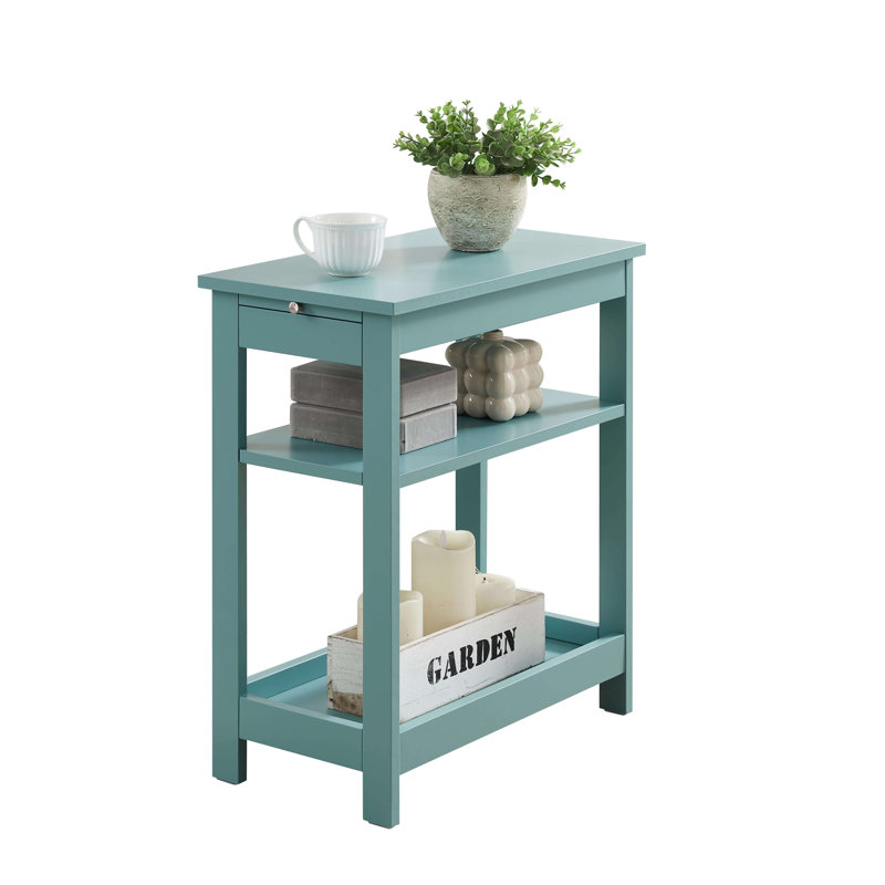 Table de bout mince en bois avec tablettes de rangement et plateau coulissant, table de chevet pour chambre à coucher, salon
