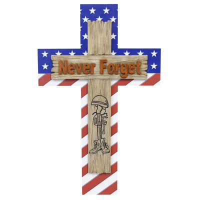 American Flag Never Forget Fallen Solder Stacked Cross Hanging Wall Cross Décor